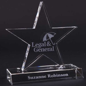 16cm Optical Crystal 5 Pointed Star Award