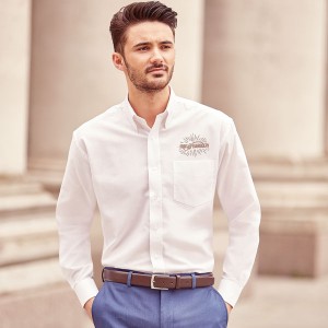 Russell Collection Mens Long Sleeve Oxford Shirt 