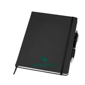 Large Noir Notebook with Curvy Ballpen