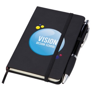 Small Noir Notebook with Curvy Ballpen