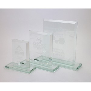 20cm Jade Glass Bevelled Edge Award