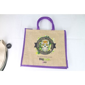 Large Natural Bag with Dyed Gusset - Full Colour
