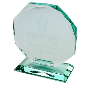 Jade Glass Facetted Octagon Award