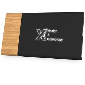 SCX Wood Trimmed Soft Touch Light-Up Powerbank 