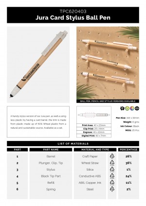 Jura Card Ball Stylus With Wheat Trim
