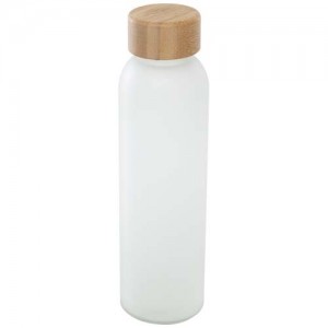 Lume 500 ml matte soda lime glass bottle with bamboo lid  