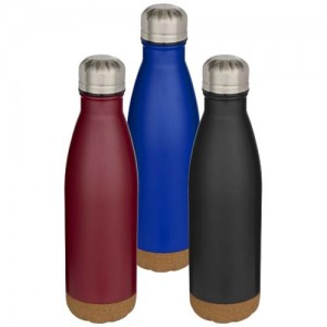 Cove 500 ml double wall vacuum insulated stainless steel water bottle with cork details