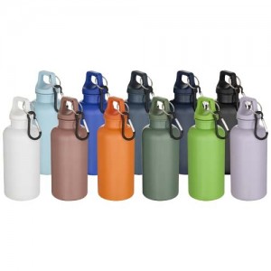 Oregon 400 ml solid colour RCS recycled plastic water bottle with carabiner 