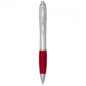 Nash RCS recycled plastic ballpoint pen with silver barrel and coloured grip (black ink)