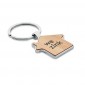 Shaped Metal and Bamboo Key Ring - Spot Colour