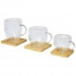 Manti 2-piece 350 ml double-wall glass cup with bamboo coaster 