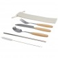 Root 5-piece stainless steel and beech wood cutlery set 