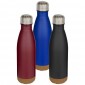 Cove 500 ml double wall vacuum insulated stainless steel water bottle with cork details