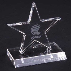 11cm Optical Crystal 5 Pointed Star Award