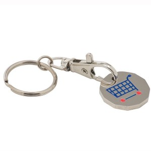 Enamelled Trolley Coin Key Ring - New Pound Style