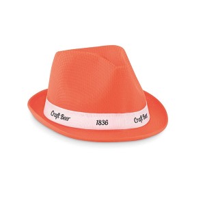 Straw Hat with Printed Ribbon - White Band