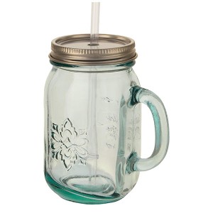 Recycled Glass Mug With Straw 550ml