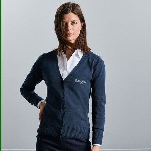 Russell Collection Ladies V-Neck Knitted Cardigan