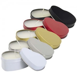 Blissful heart-shaped tin candle with vanilla aroma