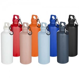 Oregon 750 ml solid colour RCS recycled plastic water bottle with carabiner  