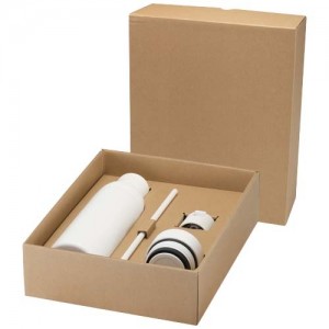 Illuminate 650 ml RCS recycled double wall stainless steel water bottle with 3-piece lid set