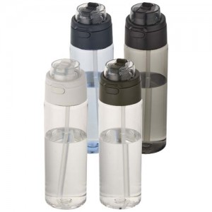 Theron 700 ml RCS recycled plastic water bottle with dual function lid and flip straw