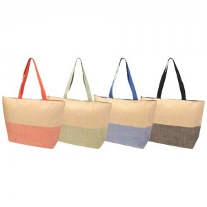 Rhythm straw paper large zipped tote bag 21L